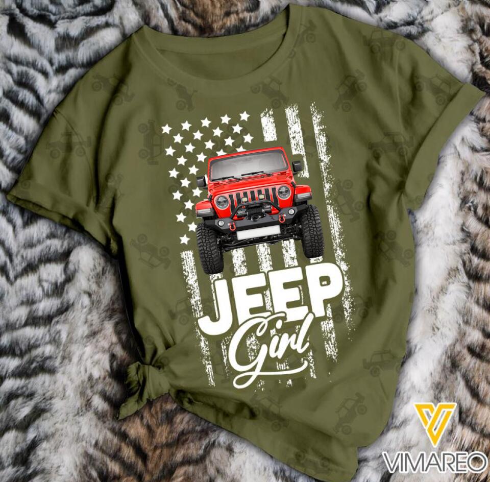 PERSONALIZED JEEP GIRL US FLAG TSHIRT QTVQ0203