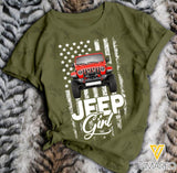 PERSONALIZED JEEP GIRL US FLAG TSHIRT QTVQ0203