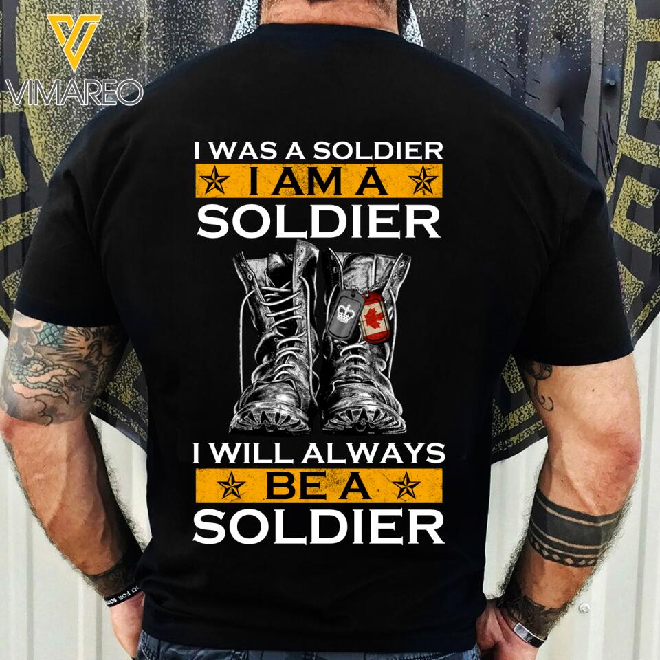 PERSONALIZED SOLDIER CANADA VETERAN BLACK TSHIRT 3T