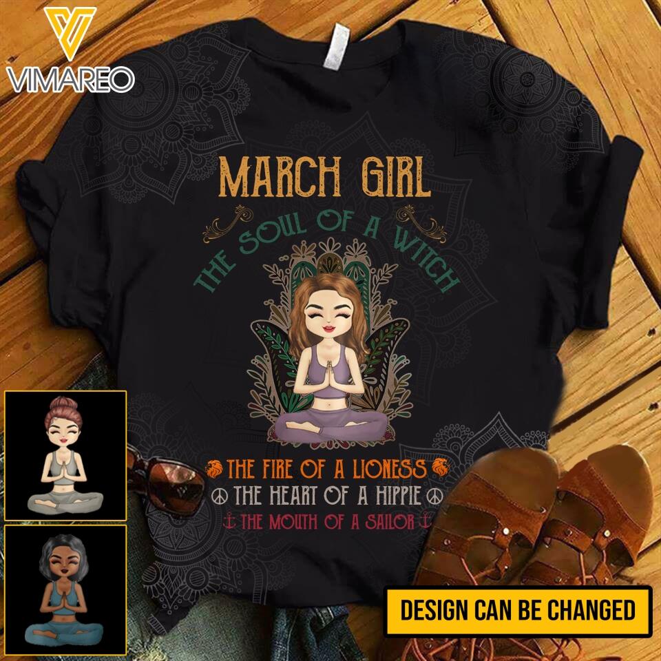 PERSONALIZED MARCH YOGA GIRL TSHIRT QTHC0303