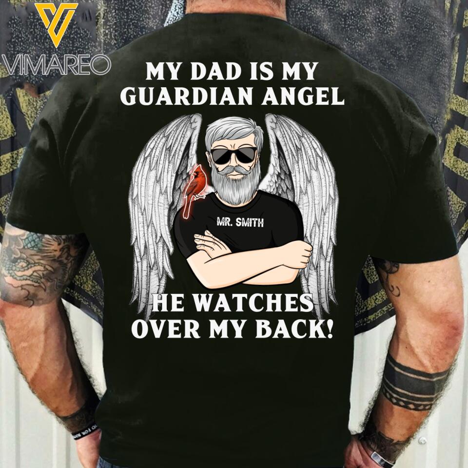 PERSONALIZED MY DAD IS MY GUARDIAN ANGEL BLACK TSHIRT 22MAR-HC07