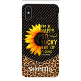 PERSONALIZED I'M A HAPPY GO LUCKY RAY OF FUCKING SUNSHINE SUNFLOWER LEOPARD PHONECASE VHDT0803