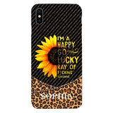 PERSONALIZED I'M A HAPPY GO LUCKY RAY OF FUCKING SUNSHINE SUNFLOWER LEOPARD PHONECASE VHDT0803