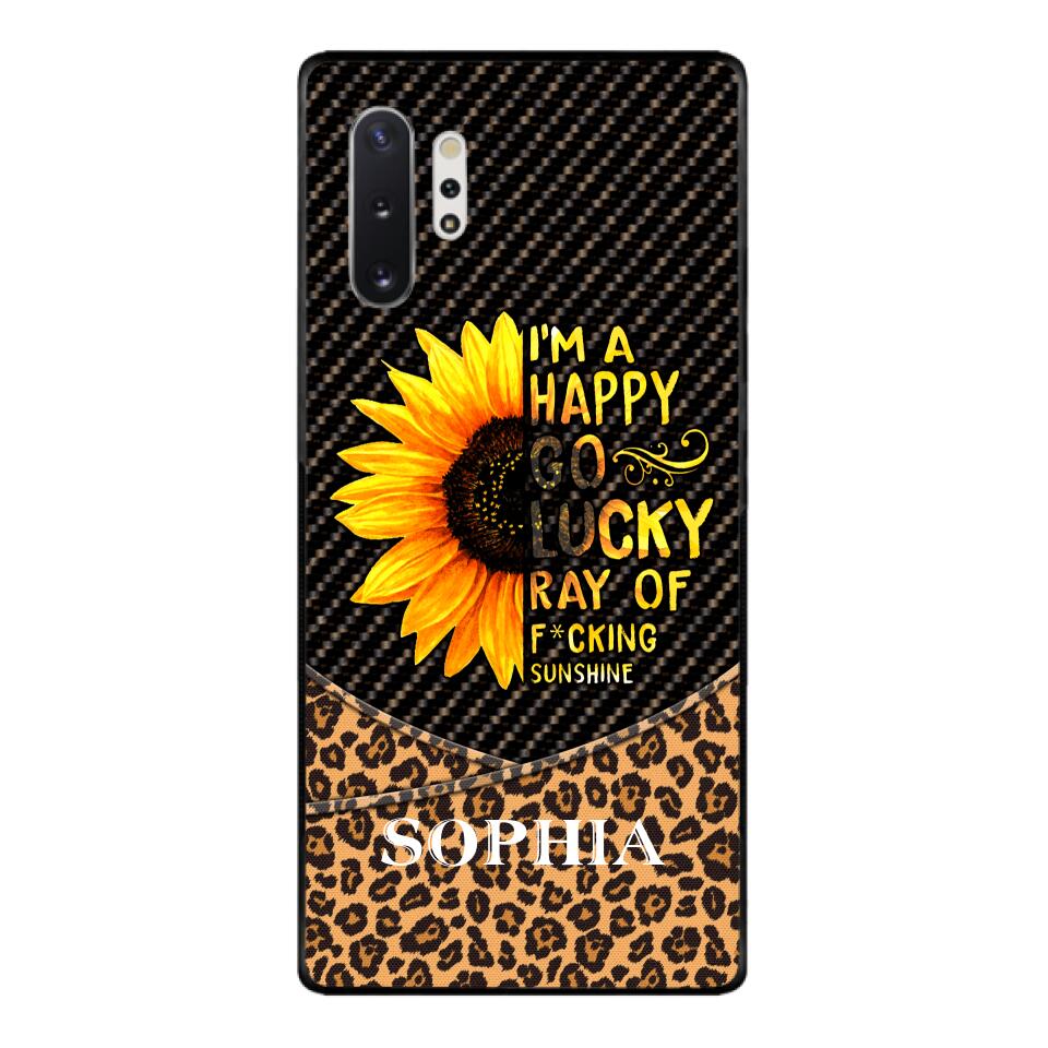 PERSONALIZED I'M A HAPPY GO LUCKY RAY OF FUCKING SUNSHINE SUNFLOWER LEOPARD PHONECASE VHDT0803