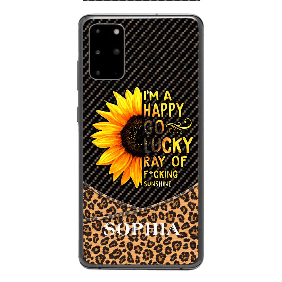 PERSONALIZED I'M A HAPPY GO LUCKY RAY OF FUCKING SUNSHINE SUNFLOWER LEOPARD PHONECASE VHDT0803