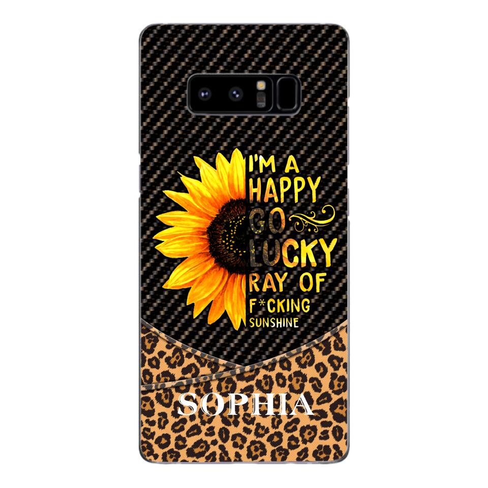 PERSONALIZED I'M A HAPPY GO LUCKY RAY OF FUCKING SUNSHINE SUNFLOWER LEOPARD PHONECASE VHDT0803