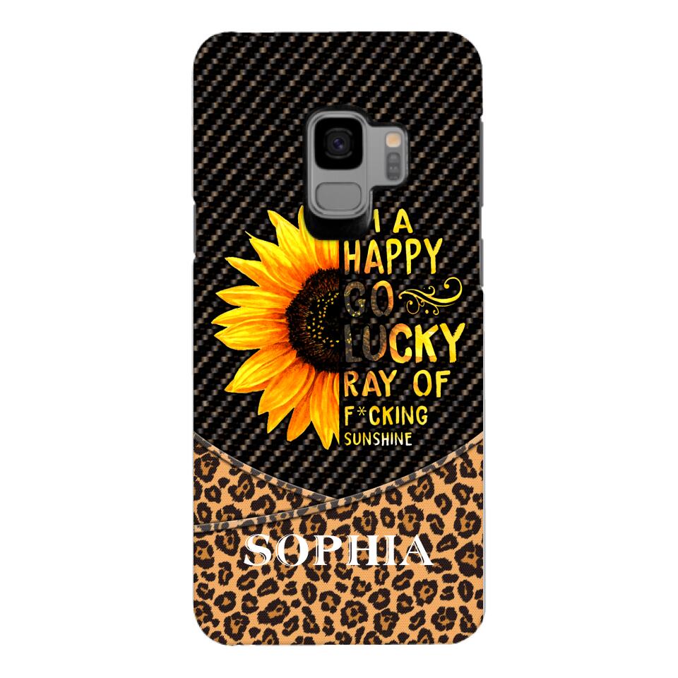 PERSONALIZED I'M A HAPPY GO LUCKY RAY OF FUCKING SUNSHINE SUNFLOWER LEOPARD PHONECASE VHDT0803