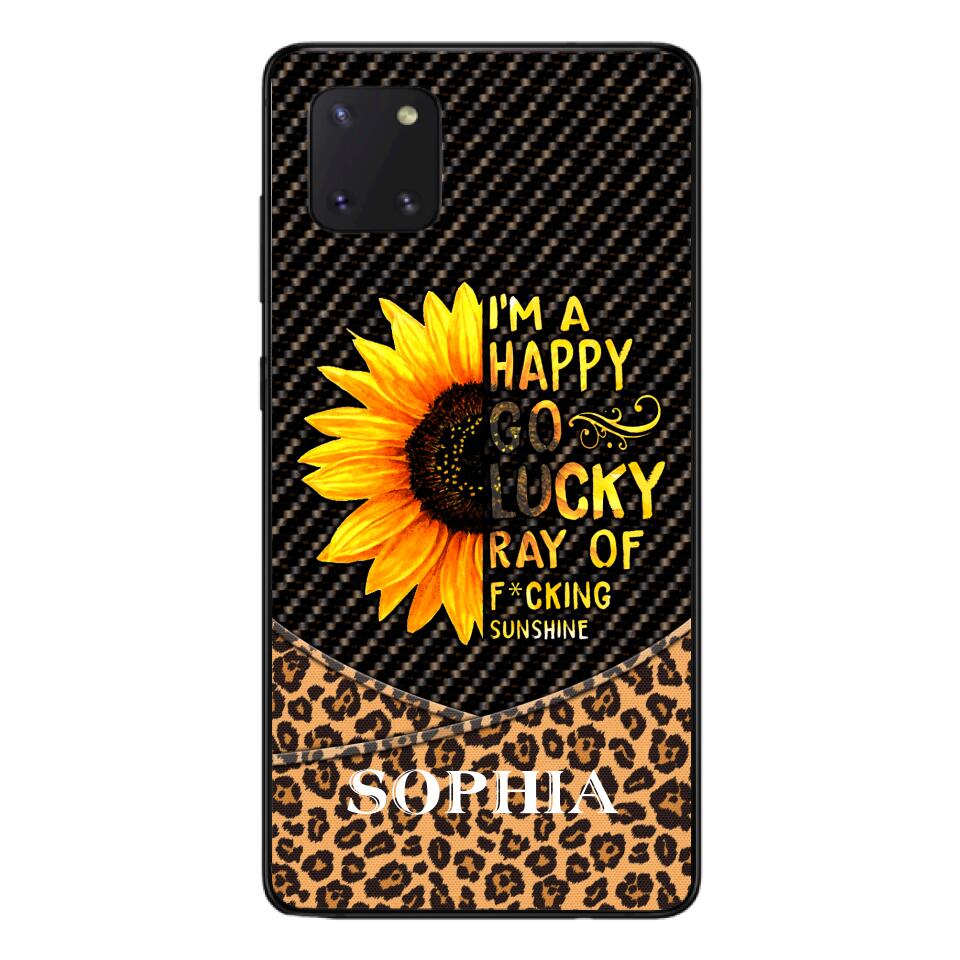 PERSONALIZED I'M A HAPPY GO LUCKY RAY OF FUCKING SUNSHINE SUNFLOWER LEOPARD PHONECASE VHDT0803