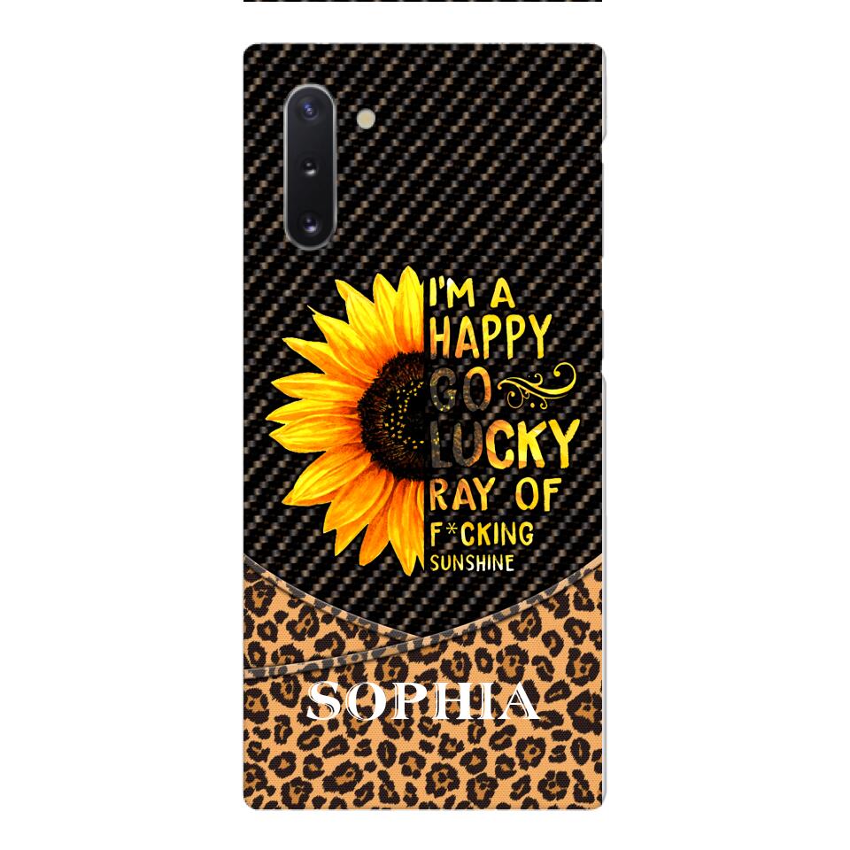 PERSONALIZED I'M A HAPPY GO LUCKY RAY OF FUCKING SUNSHINE SUNFLOWER LEOPARD PHONECASE VHDT0803