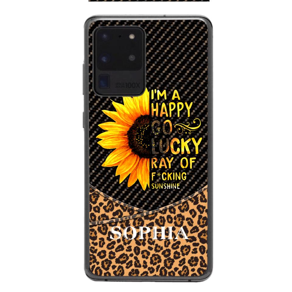PERSONALIZED I'M A HAPPY GO LUCKY RAY OF FUCKING SUNSHINE SUNFLOWER LEOPARD PHONECASE VHDT0803
