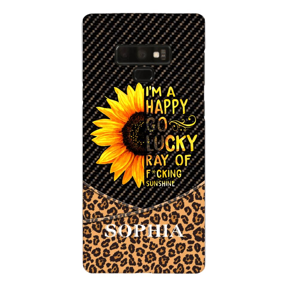 PERSONALIZED I'M A HAPPY GO LUCKY RAY OF FUCKING SUNSHINE SUNFLOWER LEOPARD PHONECASE VHDT0803