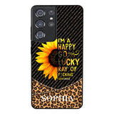 PERSONALIZED I'M A HAPPY GO LUCKY RAY OF FUCKING SUNSHINE SUNFLOWER LEOPARD PHONECASE VHDT0803