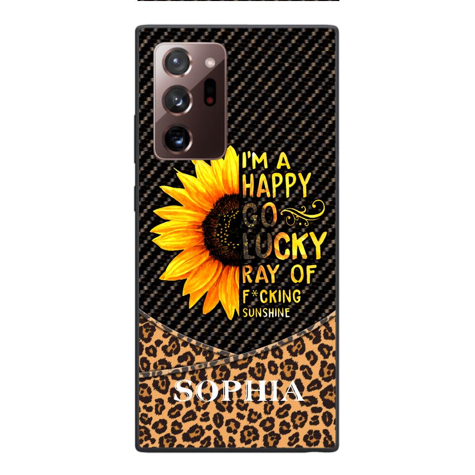 PERSONALIZED I'M A HAPPY GO LUCKY RAY OF FUCKING SUNSHINE SUNFLOWER LEOPARD PHONECASE VHDT0803