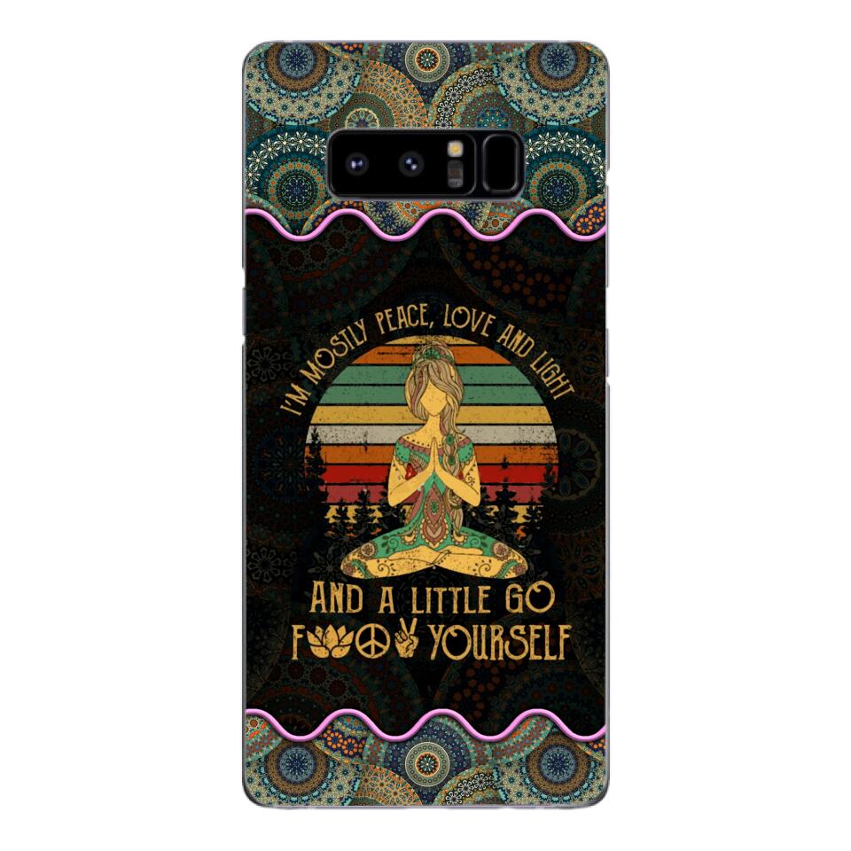 PERSONALIZED I'M MOSTLY PEACE, LOVE AND LIGHT AND A LITTLE GO FUCK YOURSELF YOGA GIRL PHONECASE VHDT0903