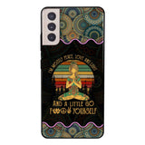 PERSONALIZED I'M MOSTLY PEACE, LOVE AND LIGHT AND A LITTLE GO FUCK YOURSELF YOGA GIRL PHONECASE VHDT0903