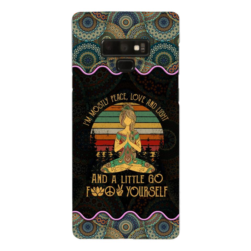 PERSONALIZED I'M MOSTLY PEACE, LOVE AND LIGHT AND A LITTLE GO FUCK YOURSELF YOGA GIRL PHONECASE VHDT0903
