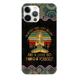 PERSONALIZED I'M MOSTLY PEACE, LOVE AND LIGHT AND A LITTLE GO FUCK YOURSELF YOGA GIRL PHONECASE VHDT0903