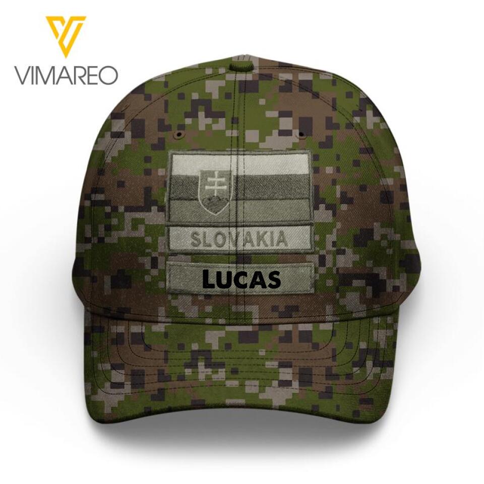 Personalized Slovak Soldier Camo Peaked Cap Printed 22MAR-LN09