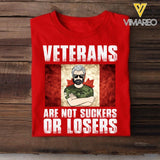 PERSONALIZED CANADIAN VETERANS ARE NOT SUCKERS OR LOSERS TSHIRT QTDT1003