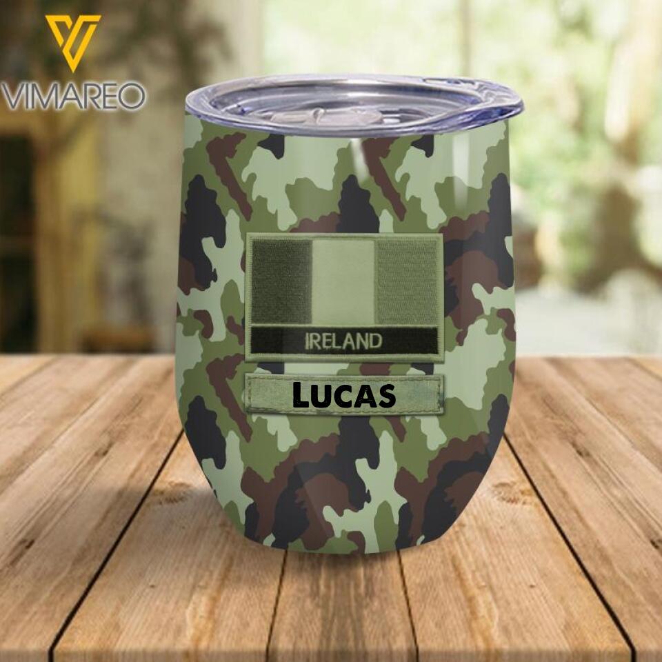 Personalized Irish Soldier/Veterans Wine Tumbler Printed 22MAR-LN10