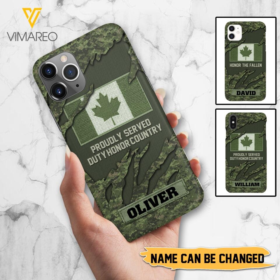 PERSONALIZED CANADIAN VETERAN CAMO PHONECASE QTTN1803