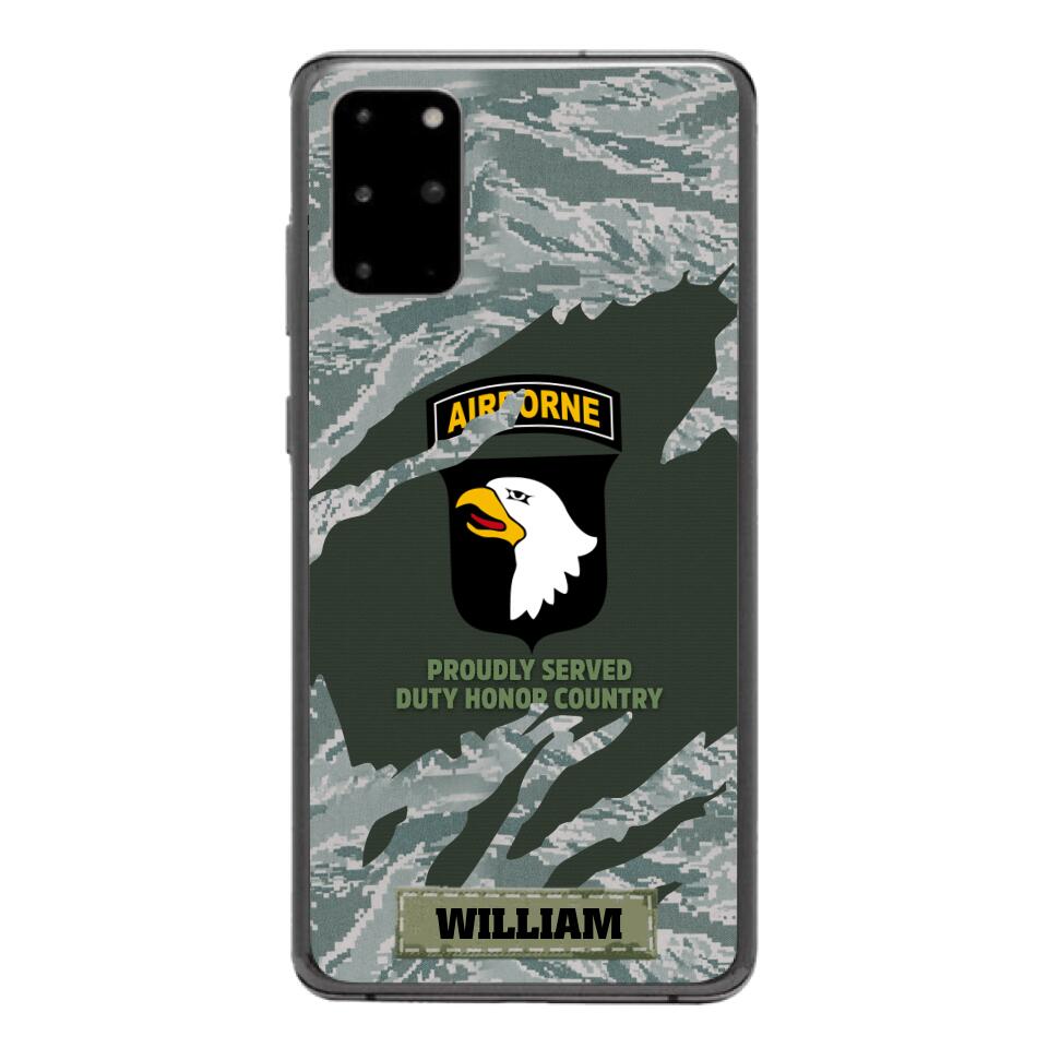 PERSONALIZED U.S VETERAN WITH DIVISION CAMO PHONECASE QTHC1903