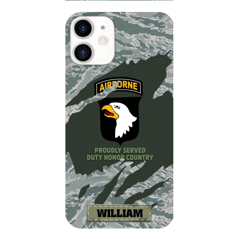 PERSONALIZED U.S VETERAN WITH DIVISION CAMO PHONECASE QTHC1903