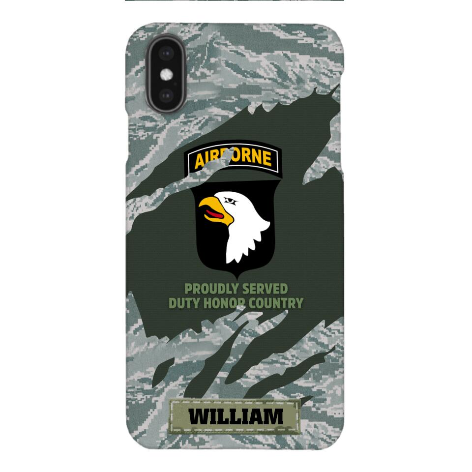 PERSONALIZED U.S VETERAN WITH DIVISION CAMO PHONECASE QTHC1903