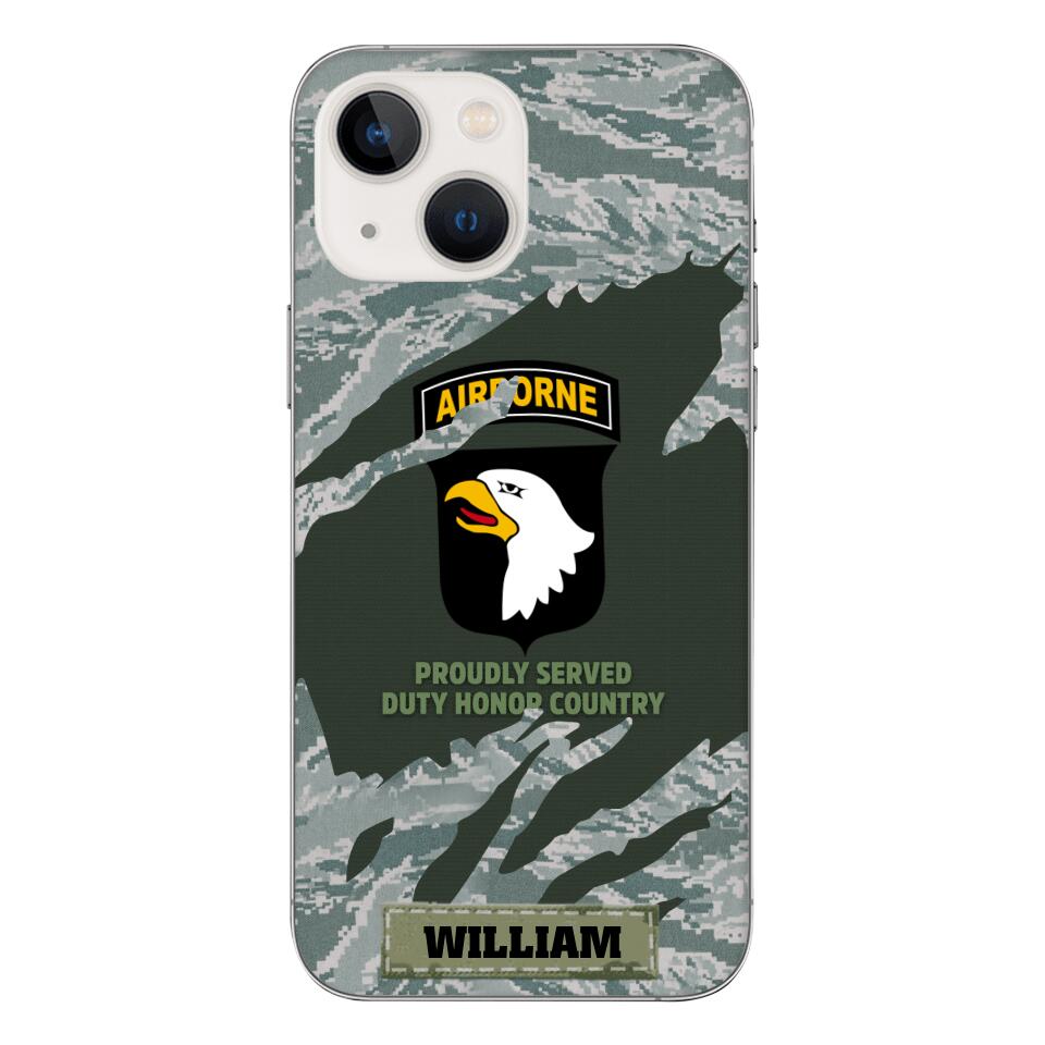 PERSONALIZED U.S VETERAN WITH DIVISION CAMO PHONECASE QTHC1903