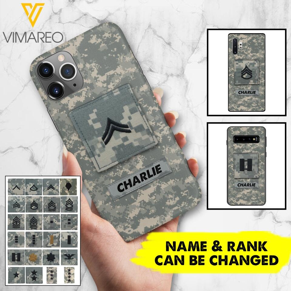 Personalized U.S Army Camo Phone Case Printed 22MAR-HC21