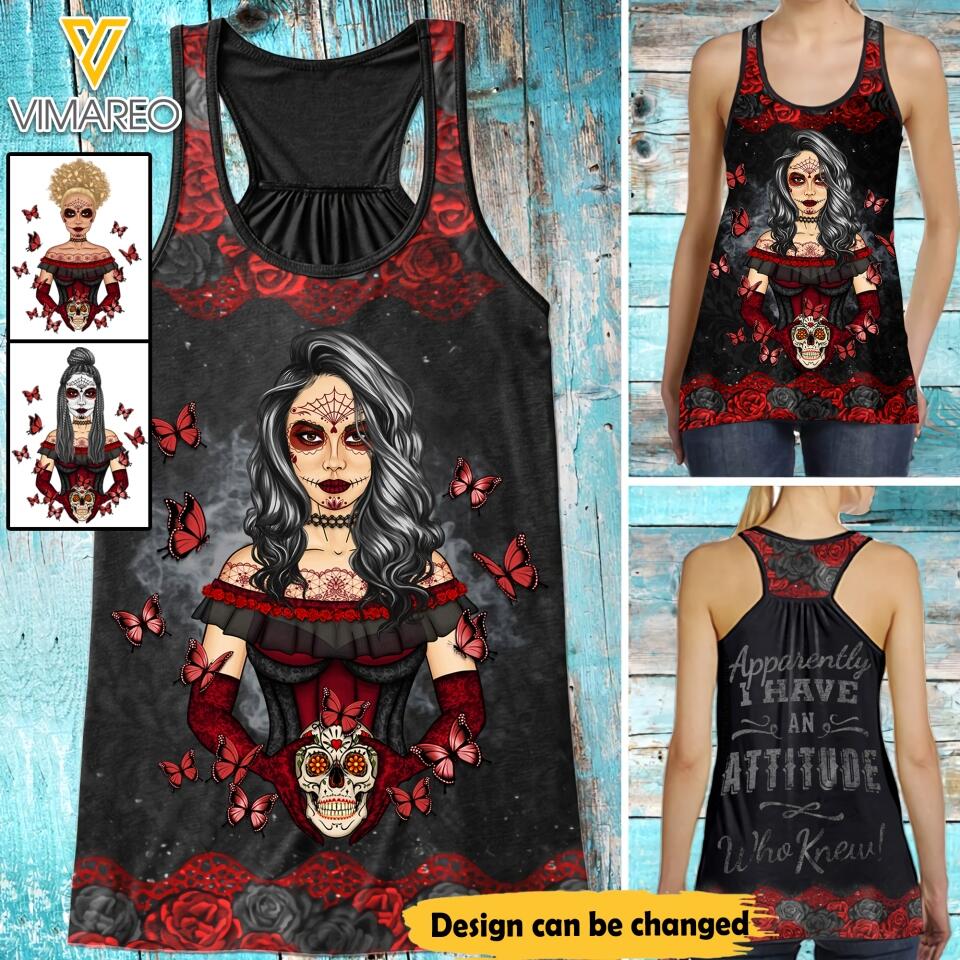 PERSONALIZED APPARENTLY I HAVE AN ATTITUDE WHO KNEW SKUU GIRL TANK QTTN2203