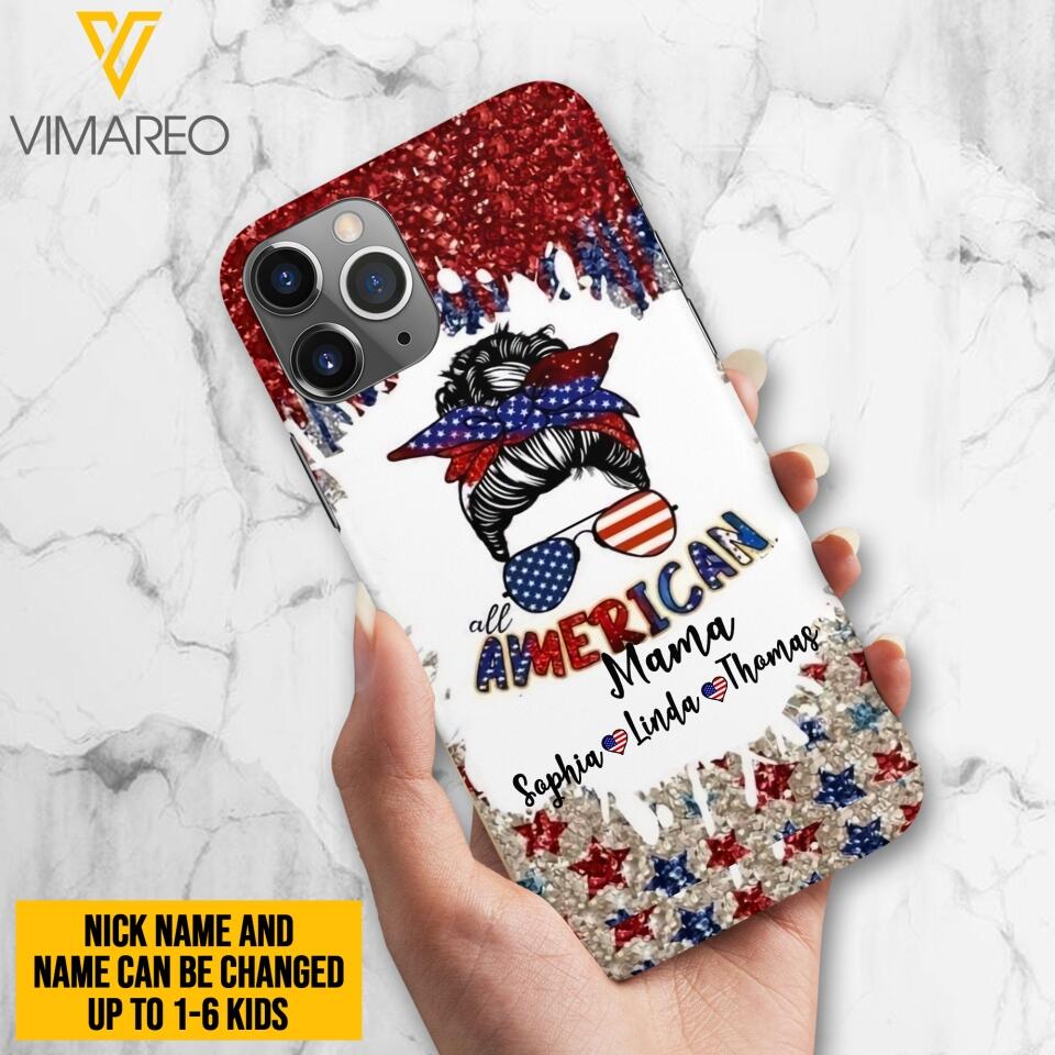 PERSONALIZED AMERICAN MAMA KID NAME PHONECASE T3Q