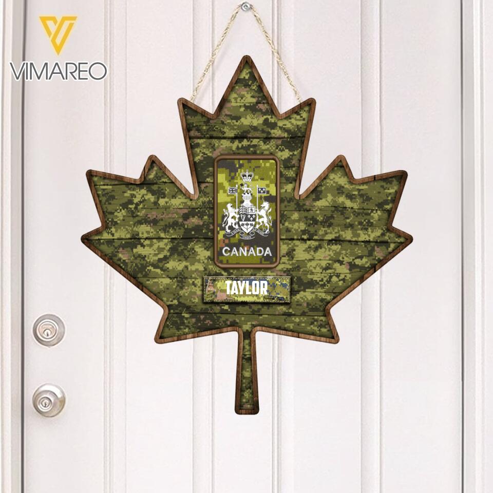 PERSONALIZED CANADIAN ARMY VETERAN RANK CAMO WOOD SIGN MTVQ2303