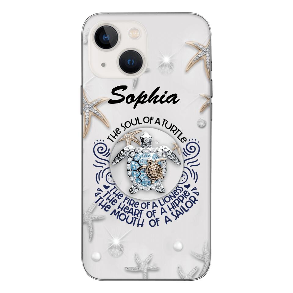 PERSONALIZED TURTLE GIRL WITH NAME PHONECASE QTTQ2603