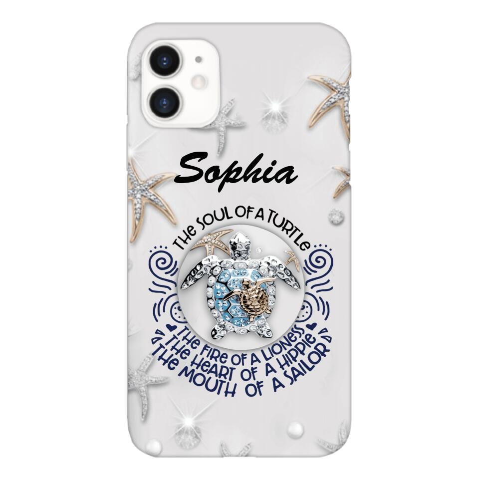 PERSONALIZED TURTLE GIRL WITH NAME PHONECASE QTTQ2603