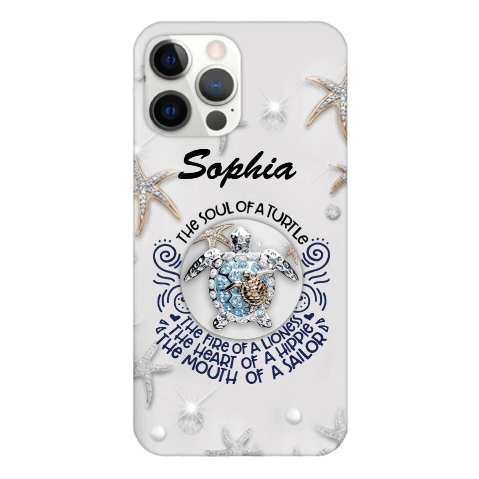 PERSONALIZED TURTLE GIRL WITH NAME PHONECASE QTTQ2603