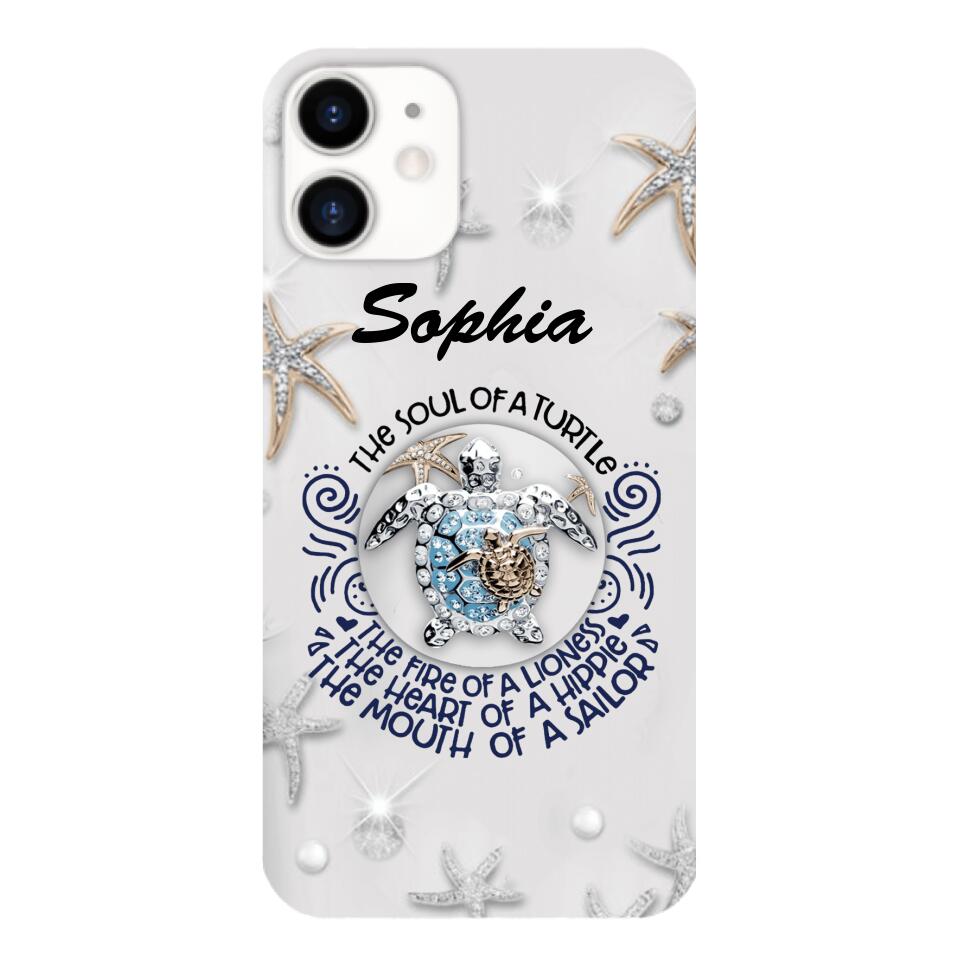 PERSONALIZED TURTLE GIRL WITH NAME PHONECASE QTTQ2603
