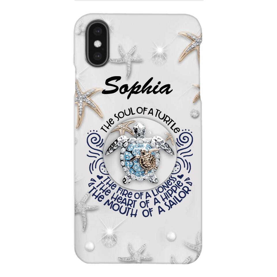 PERSONALIZED TURTLE GIRL WITH NAME PHONECASE QTTQ2603