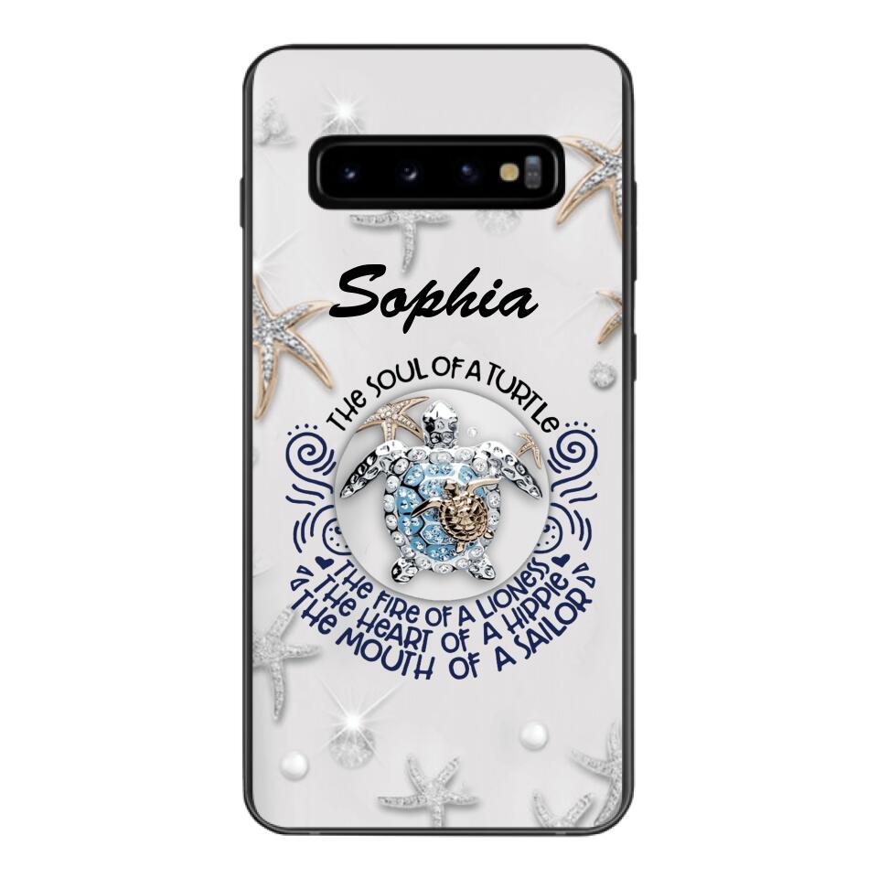 PERSONALIZED TURTLE GIRL WITH NAME PHONECASE QTTQ2603