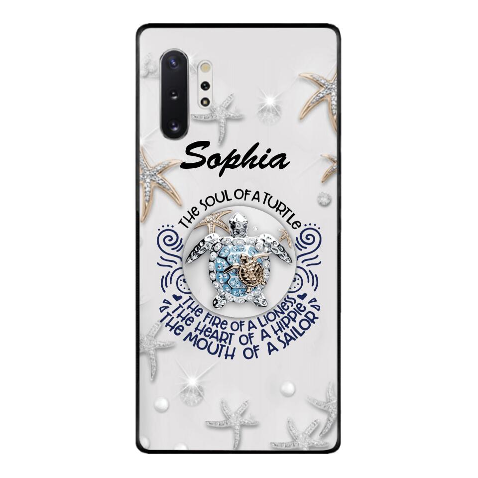 PERSONALIZED TURTLE GIRL WITH NAME PHONECASE QTTQ2603
