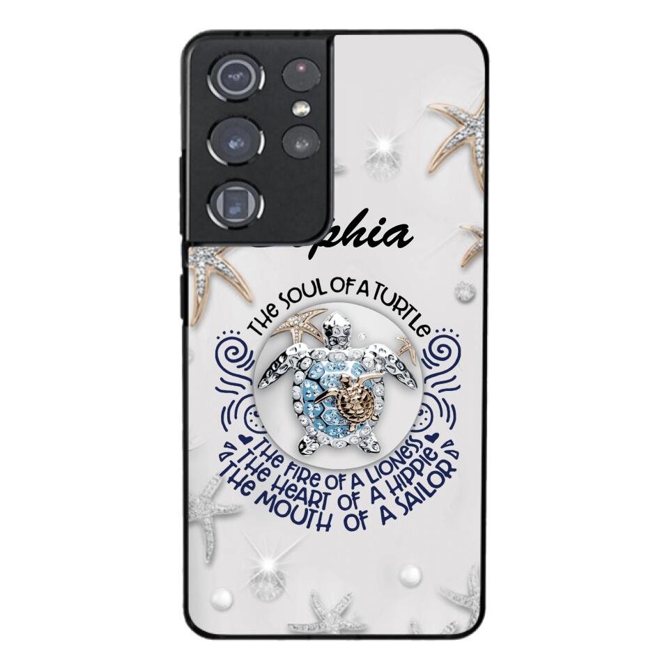 PERSONALIZED TURTLE GIRL WITH NAME PHONECASE QTTQ2603