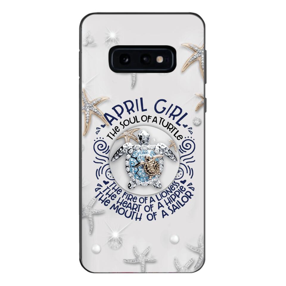 PERSONALIZED APRIL TURTLE GIRL PHONECASE QTTQ2603