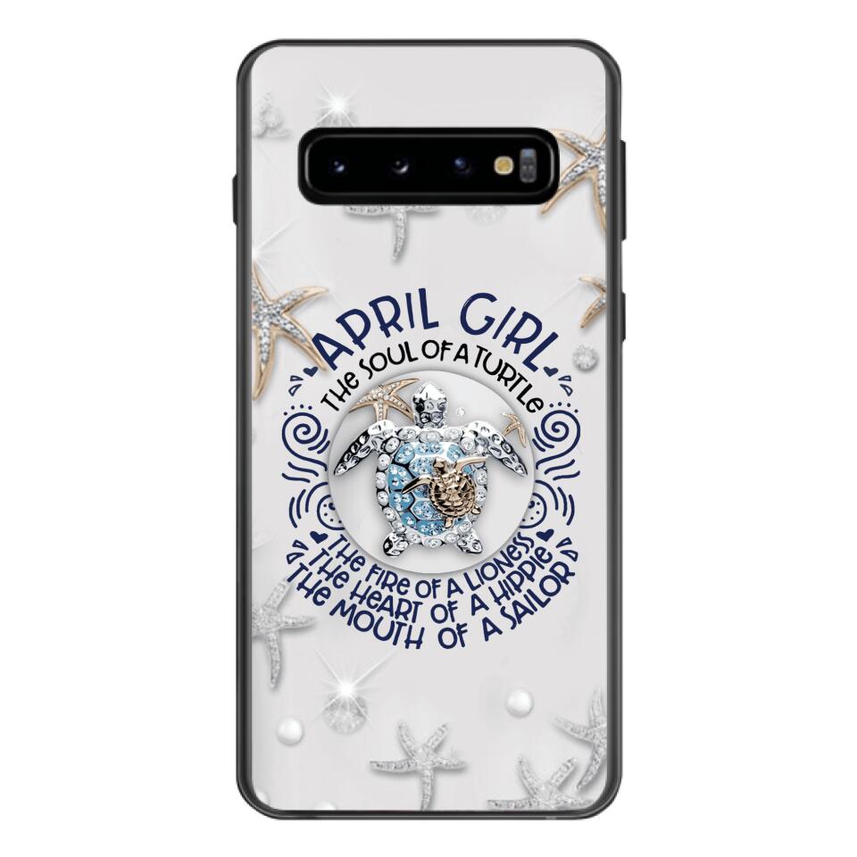 PERSONALIZED APRIL TURTLE GIRL PHONECASE QTTQ2603