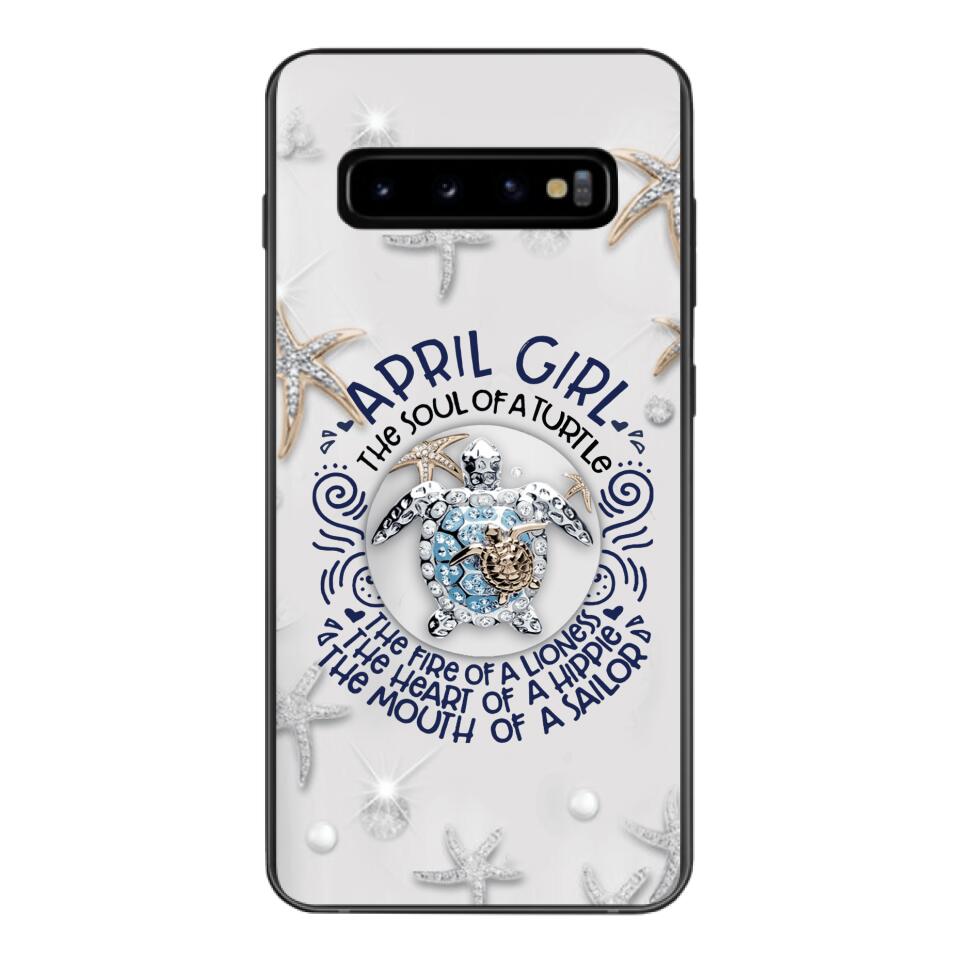 PERSONALIZED APRIL TURTLE GIRL PHONECASE QTTQ2603