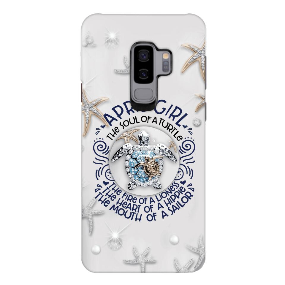 PERSONALIZED APRIL TURTLE GIRL PHONECASE QTTQ2603