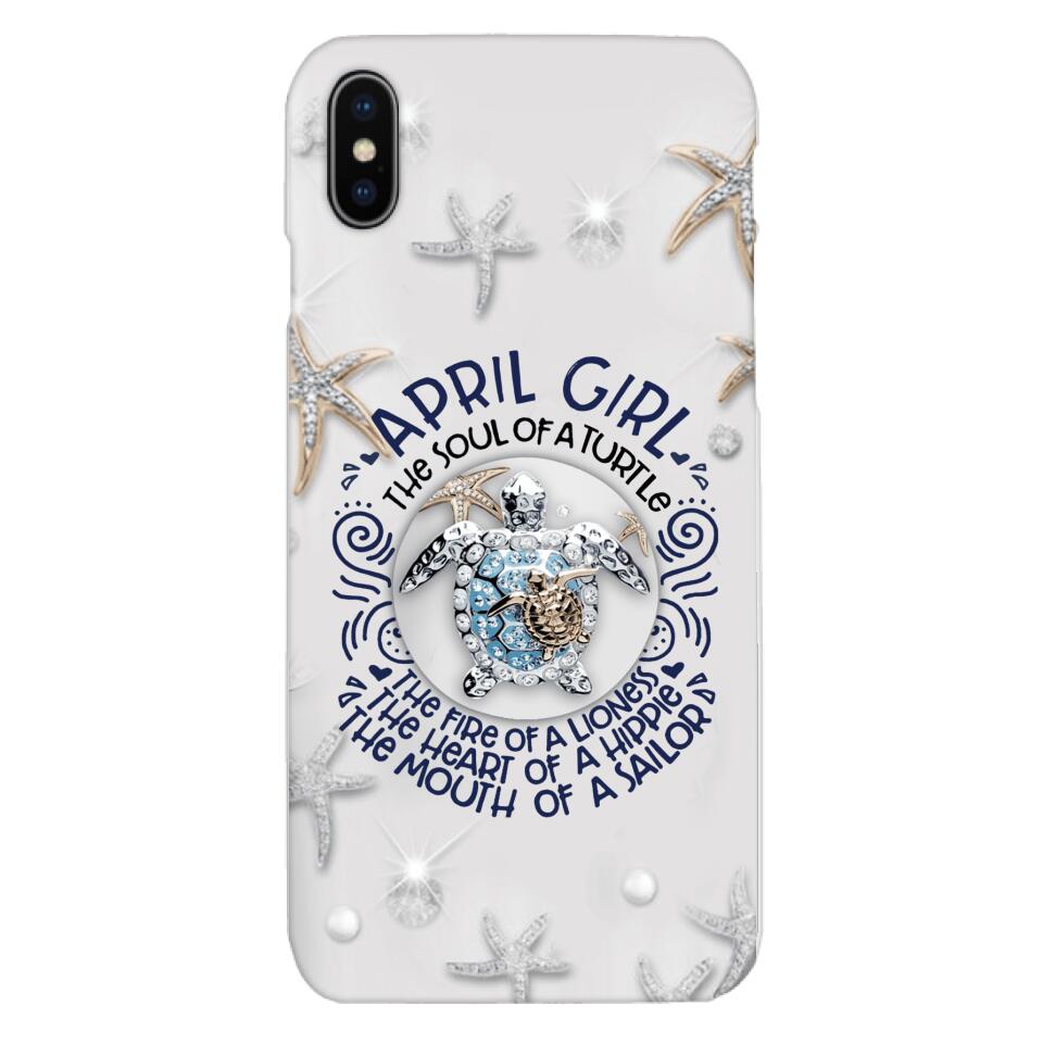 PERSONALIZED APRIL TURTLE GIRL PHONECASE QTTQ2603