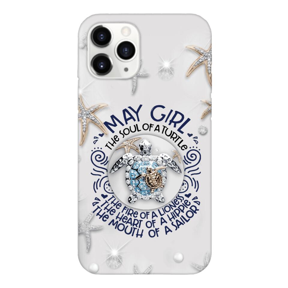 PERSONALIZED MAY TURTLE GIRL PHONECASE QTTQ2603