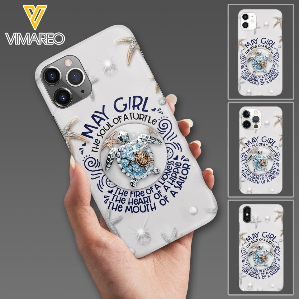 PERSONALIZED MAY TURTLE GIRL PHONECASE QTTQ2603