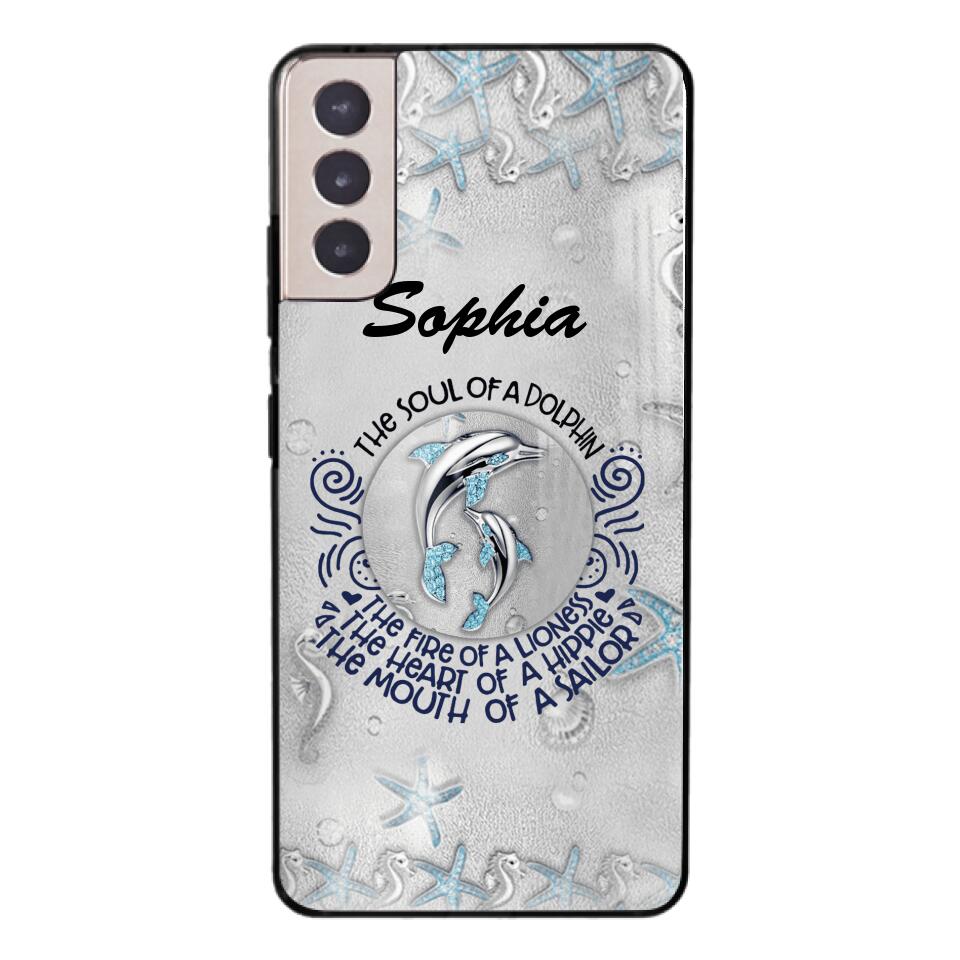 PERSONALIZED DOLPHIN GIRL WITH NAME PHONECASE QTTQ2603
