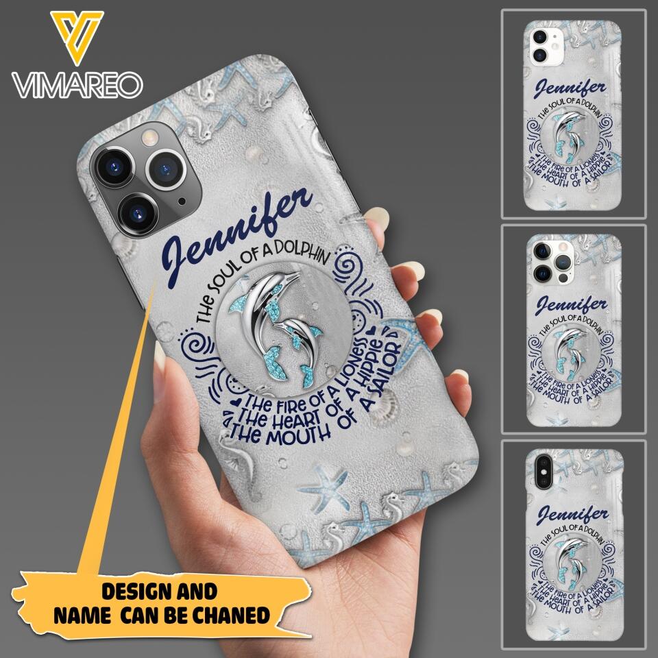 PERSONALIZED DOLPHIN GIRL WITH NAME PHONECASE QTTQ2603